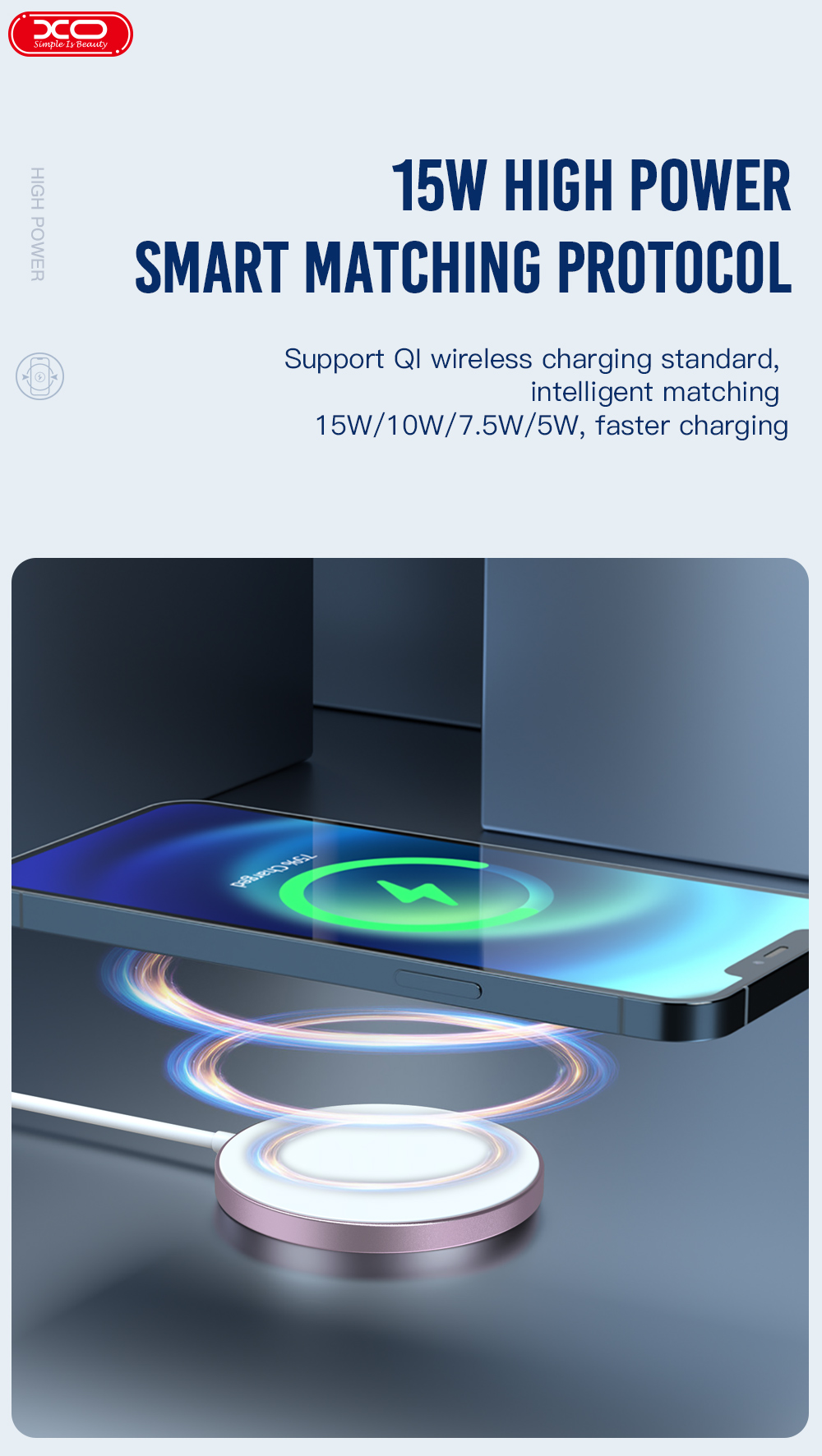 XO wireless charger CX011 magnetic silver